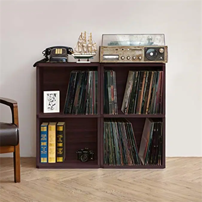 Way Basics 2 LP Album Shelf Vinyl Record Storage Cube, Espresso