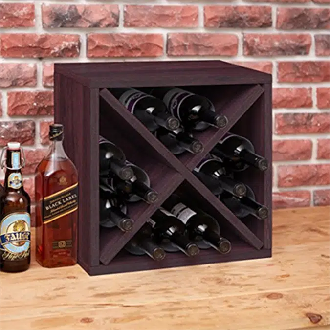 Way Basics Stackable 12-Bottle Tabletop Wine Rack Cube Storage, Espresso