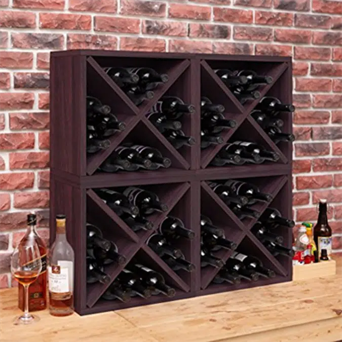 Way Basics Stackable 12-Bottle Tabletop Wine Rack Cube Storage, Espresso