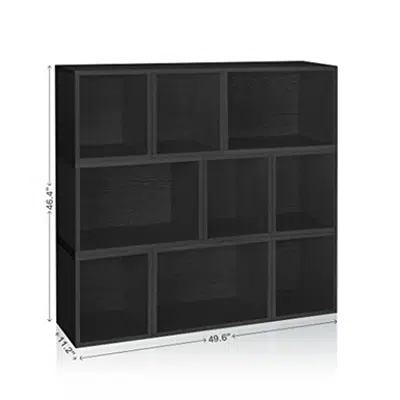 画像 Way Basics Eco Stackable Oxford Modular Bookcase & Storage Shelf, Black Wood Grain (Tool-Free Assembly and Uniquely Crafted from Sustainable Non Toxic zBoard paperboard)