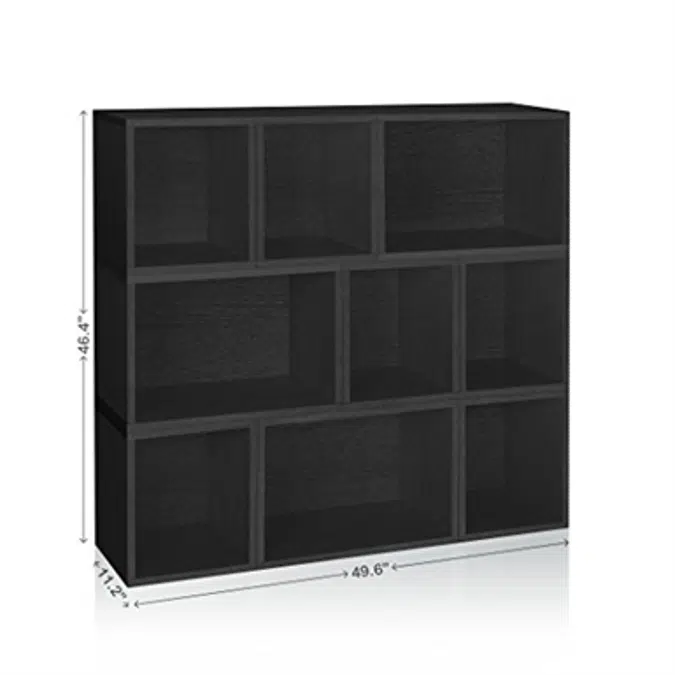 Way Basics Eco Stackable Oxford Modular Bookcase & Storage Shelf, Black Wood Grain (Tool-Free Assembly and Uniquely Crafted from Sustainable Non Toxic zBoard paperboard)