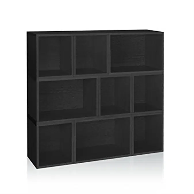 Way Basics Eco Stackable Oxford Modular Bookcase & Storage Shelf, Black Wood Grain (Tool-Free Assembly and Uniquely Crafted from Sustainable Non Toxic zBoard paperboard)