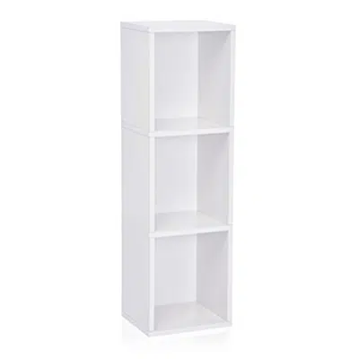 Way Basics Eco 3 Shelf Triple Cube Plus Narrow Bookshelf & Storage Bookcase Shelving, White (Made from Sustainable Non Toxic zBoard paperboard)图像