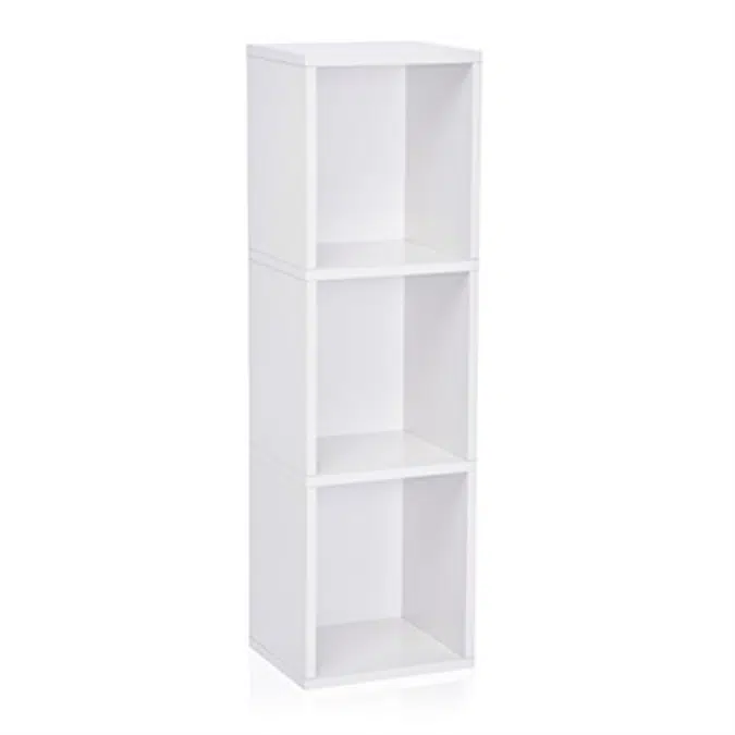 Way Basics Eco 3 Shelf Triple Cube Plus Narrow Bookshelf & Storage Bookcase Shelving, White (Made from Sustainable Non Toxic zBoard paperboard)