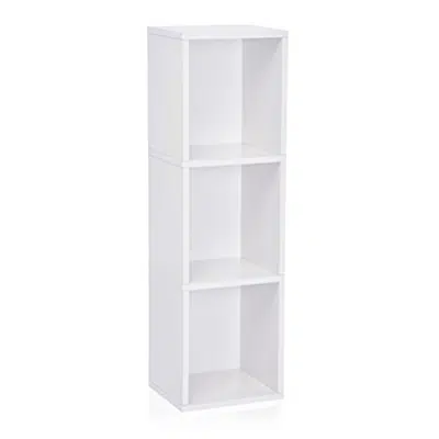 Image for Way Basics Eco 3 Shelf Triple Cube Plus Narrow Bookshelf & Storage Bookcase Shelving, White (Made from Sustainable Non Toxic zBoard paperboard)