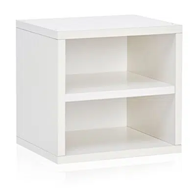 Зображення для Way Basics Eco Stackable Connect Storage Cube with Shelf Cubby Organizer, White (Tool-Free Assembly and Uniquely Crafted from Sustainable Non Toxic zBoard Paperboard)