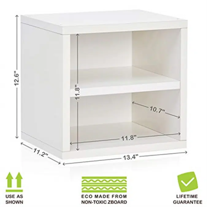 Way Basics Eco Stackable Connect Storage Cube with Shelf Cubby Organizer, White (Tool-Free Assembly and Uniquely Crafted from Sustainable Non Toxic zBoard Paperboard)