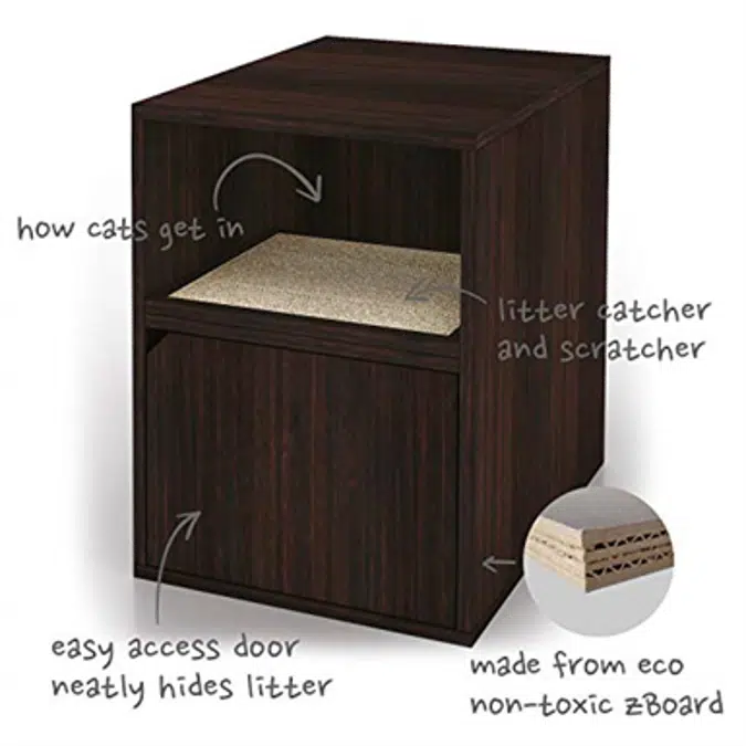 Way Basics WB-LITTER-4-EO Enclosure Litter Box Furniture, Espresso