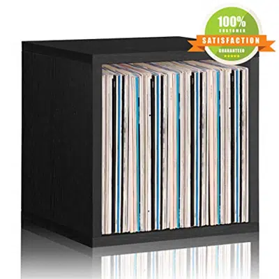 Way Basics Extra Large Stackable LP Album Shelf Vinyl Record Storage Cube, Black 이미지