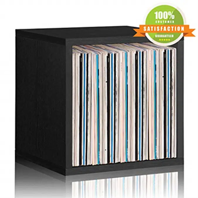 Way Basics Extra Large Stackable LP Album Shelf Vinyl Record Storage Cube, Black