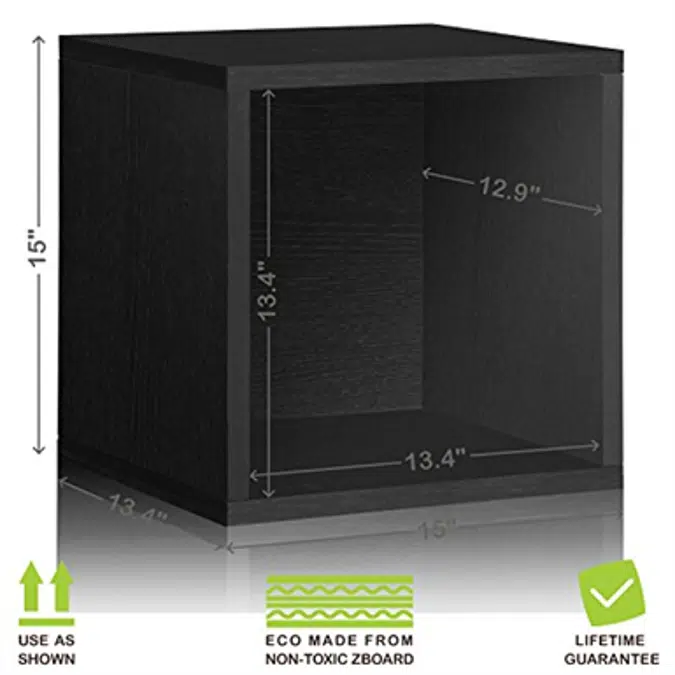 Way Basics Extra Large Stackable LP Album Shelf Vinyl Record Storage Cube, Black