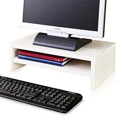 изображение для Way Basics 2-Tier Computer Monitor Stand, TV PC Laptop Shelf Risers, Desktop Storage Organizer, Saves Space 9.3 L x 16.7 W x 5.5 H, White (Made from eco-Friendly Non Toxic zBoard paperboard)