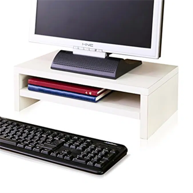 Way Basics 2-Tier Computer Monitor Stand, TV PC Laptop Shelf Risers, Desktop Storage Organizer, Saves Space 9.3 L x 16.7 W x 5.5 H, White (Made from eco-Friendly Non Toxic zBoard paperboard)