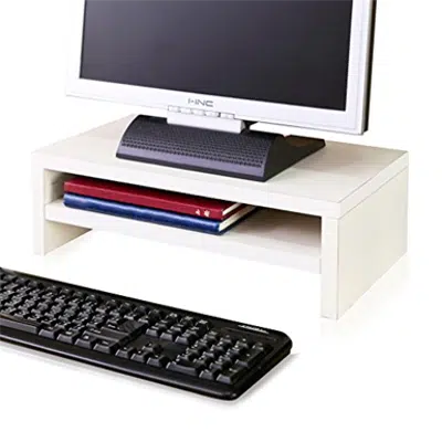 Image for Way Basics 2-Tier Computer Monitor Stand, TV PC Laptop Shelf Risers, Desktop Storage Organizer, Saves Space 9.3 L x 16.7 W x 5.5 H, White (Made from eco-Friendly Non Toxic zBoard paperboard)