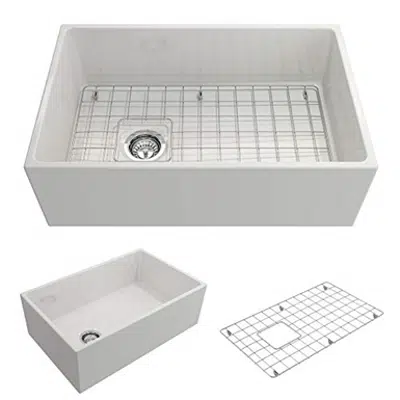 Bocchi 1346 Contempo Apron Front Fireclay 30" Single Bowl Kitchen Sink için görüntü