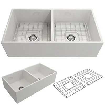 kép a termékről - Bocchi 1350 Contempo Apron Front Fireclay 36" Double Bowl Kitchen Sink