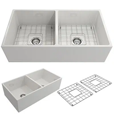 Image for Bocchi 1350 Contempo Apron Front Fireclay 36" Double Bowl Kitchen Sink