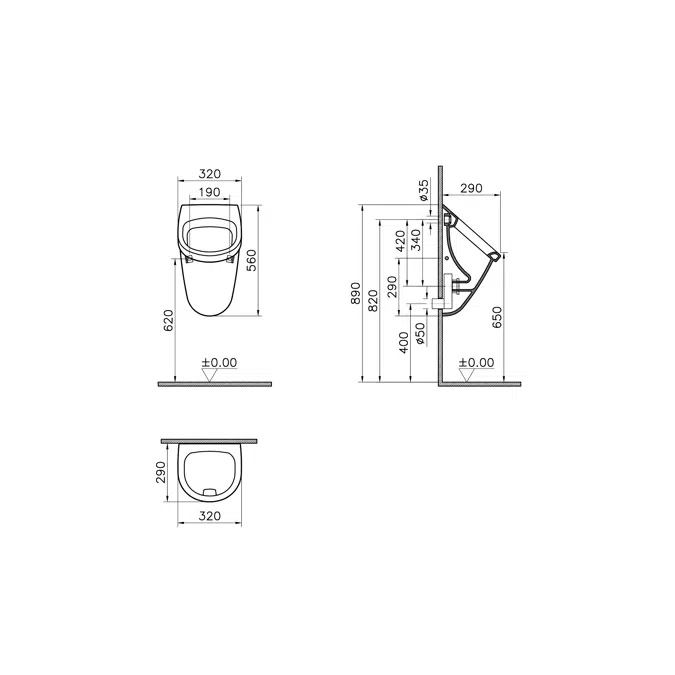 Mona Urinal-White-VitrA