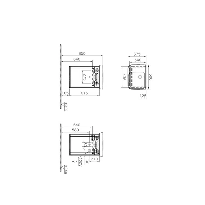 Washbasin Unit - 50cm - With Doors - Right - Sento Series - VitrA