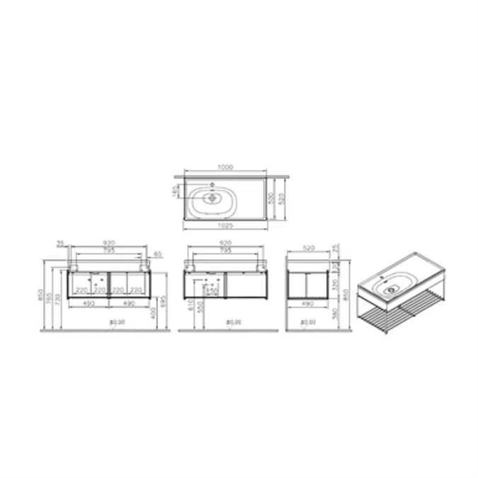 Washbasin Unit - 100cm&130cm - With Shelf - Equal Series - VitrA