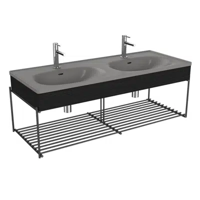 Image pour Washbasin Unit - 130cm - With Double Grey Washbasin - With Shelf - Equal Series - VitrA