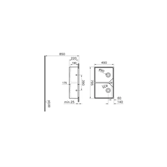 Sink-Double Belfast Sink 80cm - Arkitekt Series - VitrA