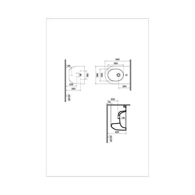 Bidet - Wall Hung - 54cm - Liquid Series - VitrA