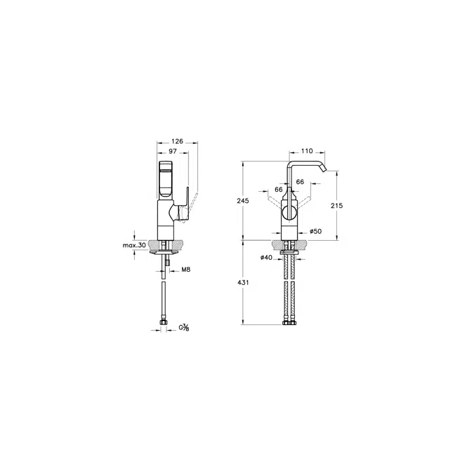 Basin Mixer - Countertop - For Bowls - High - Suit U Series - VitrA