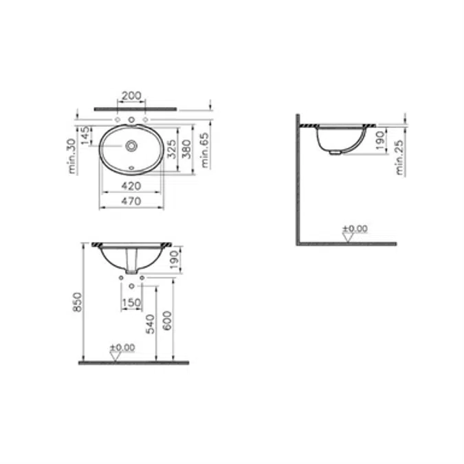 Wash Basin - Undercounter - 42cm - S20 Series - VitrA