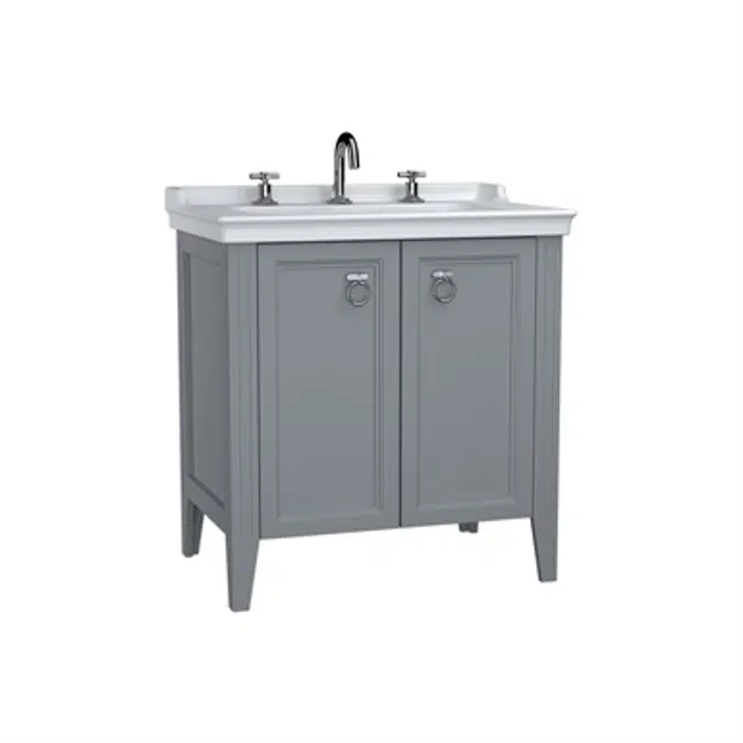 Washbasin Unit - 80cm - With Doors - With Vanity Washbasin - Three Faucet Holes - Valarte Series - VitrA