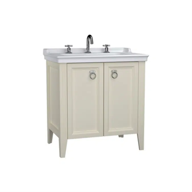 Washbasin Unit - 80cm - With Doors - With Vanity Washbasin - Three Faucet Holes - Valarte Series - VitrA