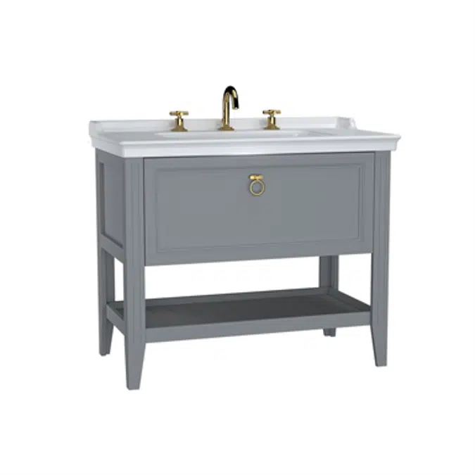 Washbasin Unit - 100cm - With Drawer - With Vanity Washbasin - Three Faucet Holes - Valarte Series - VitrA