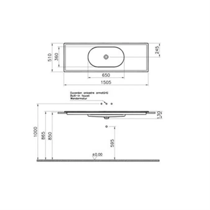 Wash Basin - Vanity Basin, 150cm - Memoria Series - VitrA