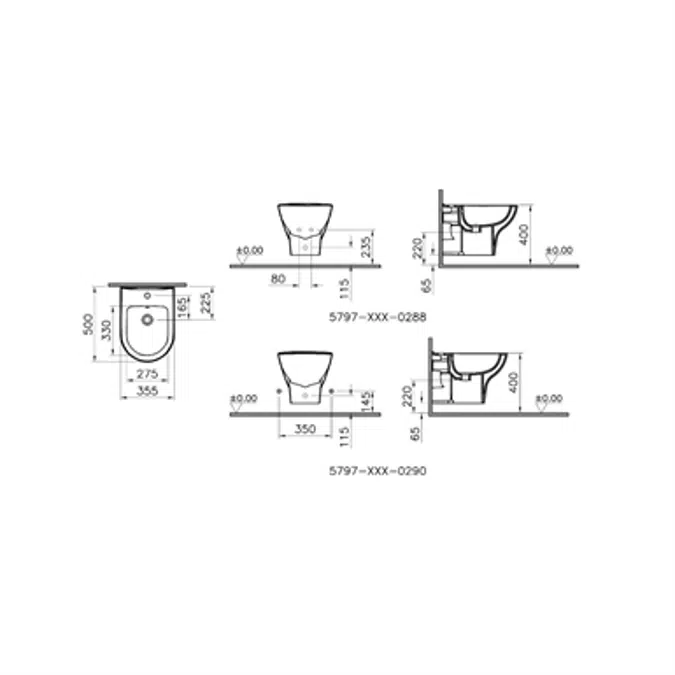 Bidet - Wall Mounted - Zentrum Series - VitrA