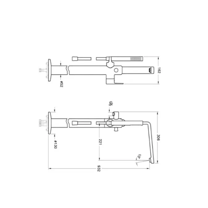 Bath Mixer - Bathtub Faucet - From Floor - With Hand Shower - Suit L Series - VitrA