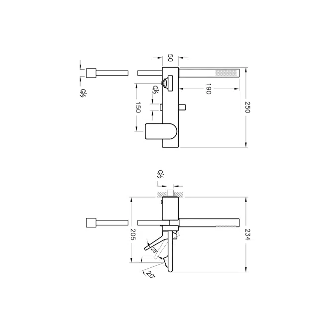Bath Mixer - (Built-in) - With Hand Shower - Memoria Series - VitrA