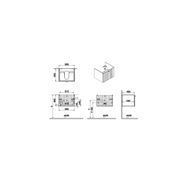 Washbasin Unit - 60cm - 1 Dawer - Root Series - VitrA