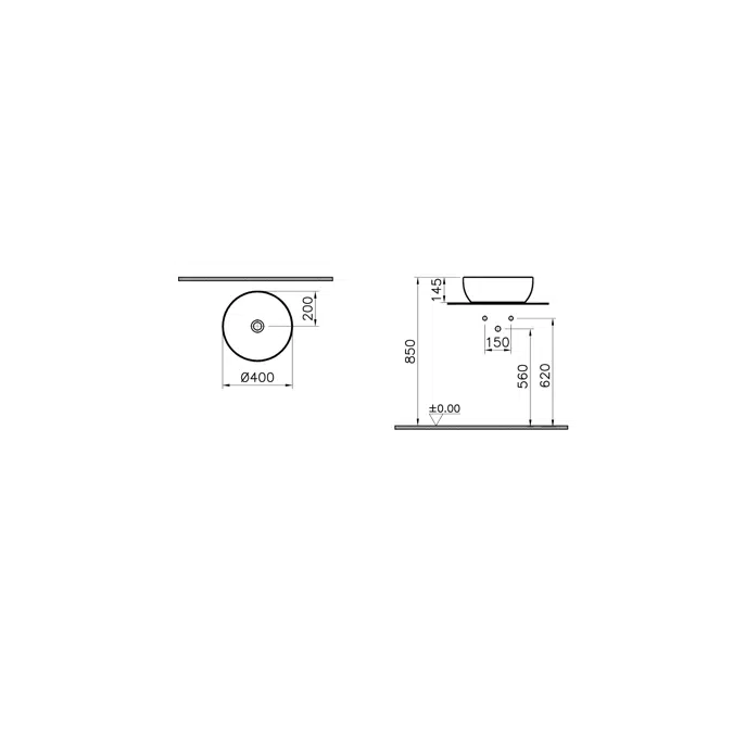Wash Basin - Counter Top - 40cm - Bowl - Outline Series - VitrA