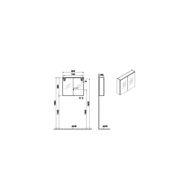 MirrorCabinet-60cm-Left-VitrA-CoreSeries-80506