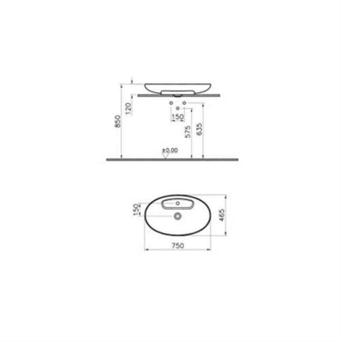 WashBasin - Countertop - Oval Bowl - 75cm - MemoriaSeries - VitrA