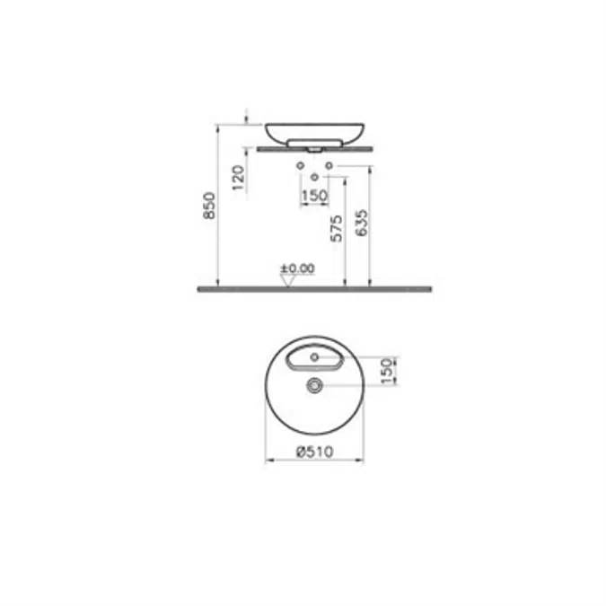 WashBasin - Countertop - Round Bowl - 50cm - MemoriaSeries - VitrA