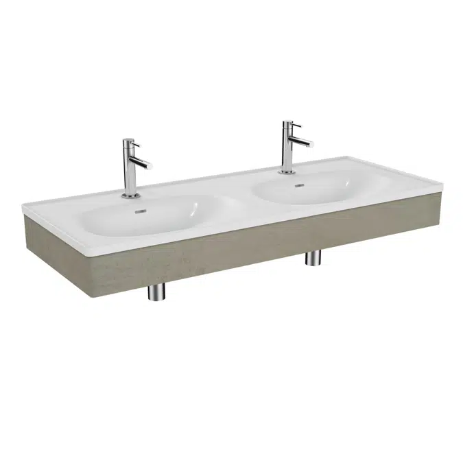 Washbasin Unit - 130cm - With Double White Washbasin - Equal Series - VitrA