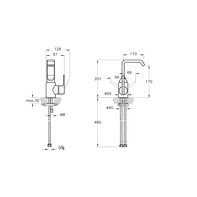 Basin Mixer - Countertop - Low - Suit U Series - VitrA