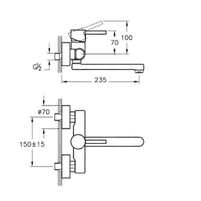 Sink Mixer - Wallmonted - Minimax S Series - VitrA