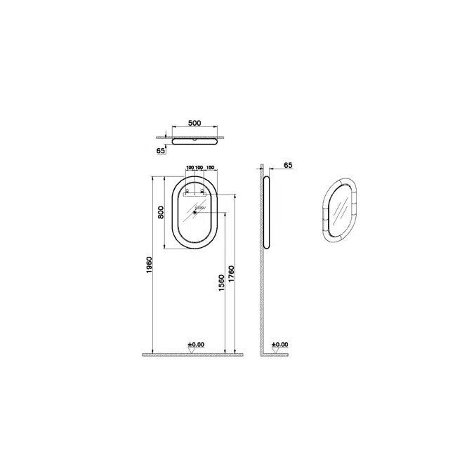 Illuminated Mirror - With Ceramic Frame - Liquid Series - VitrA