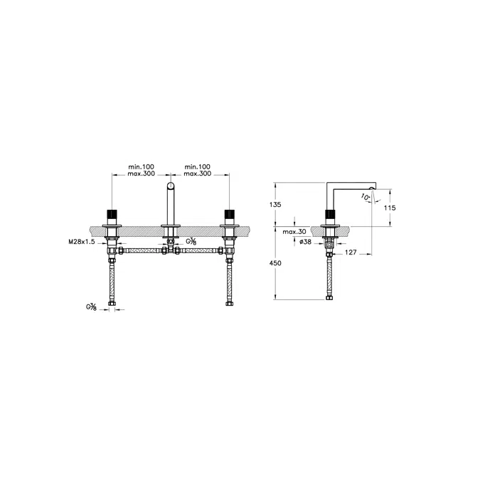 Basin Mixer - For 3 Hole Basins - OriginSeries - VitrA