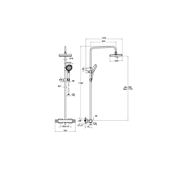 Base Square Shower System