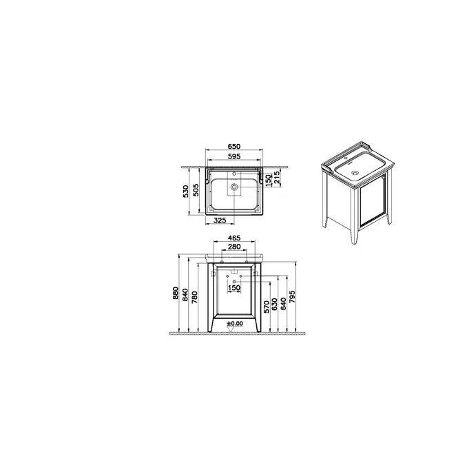 Washbasin Unit - 65cm - With Door - Left - 1TapHoles - Valarte Neo Series - VitrA