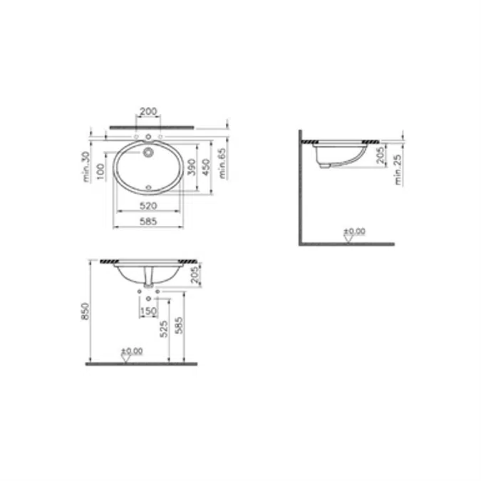 Wash Basin - Undercounter - 52cm - S20 Series - VitrA
