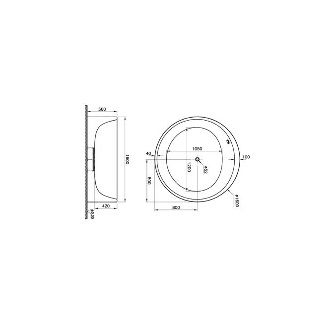 Bathtub - Cylindrical Bathtub - Istanbul Series - VitrA